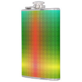 A metallic flask with a gradient green to yellow  フラスク (左)