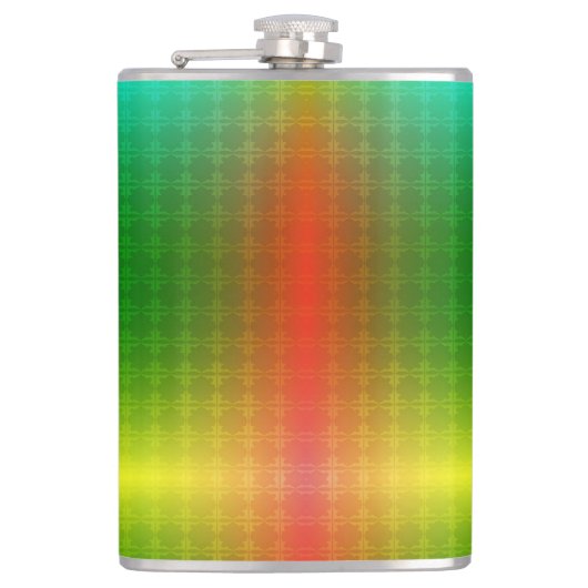 A metallic flask with a gradient green to yellow  フラスク (正面)