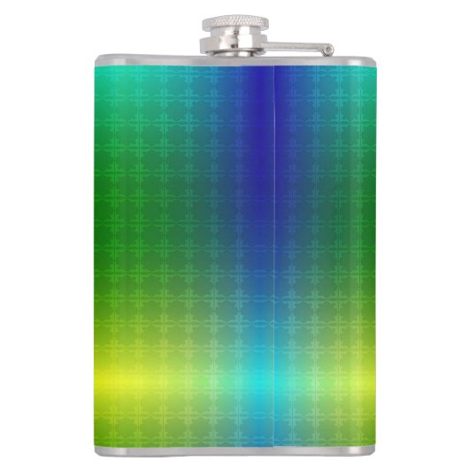 A metallic flask with a gradient green to yellow  フラスク (裏面)