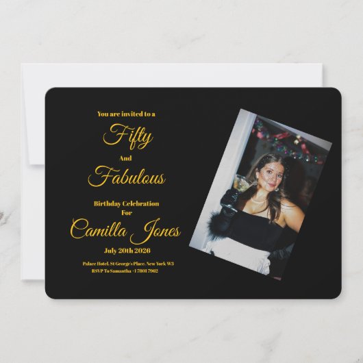 A modern, 50th Birthday custom invitation 招待状 (正面)