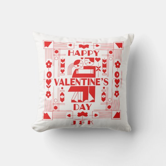 A modern Bauhaus personalized Valentine’s Day クッション (正面)