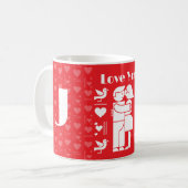 A modern Bauhaus personalized Valentine’s Day コーヒーマグカップ (正面左)
