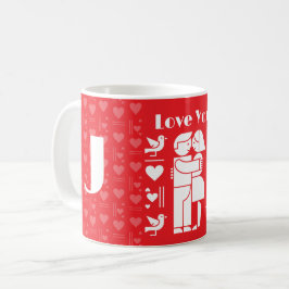 A modern Bauhaus personalized Valentine’s Day コーヒーマグカップ
