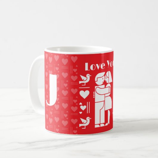 A modern Bauhaus personalized Valentine’s Day コーヒーマグカップ (正面左)