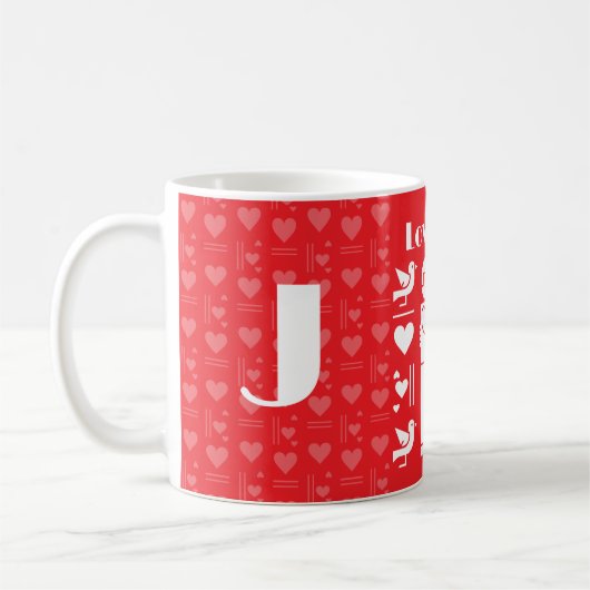 A modern Bauhaus personalized Valentine’s Day コーヒーマグカップ (左)