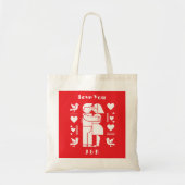 A modern Bauhaus personalized Valentine’s Day トートバッグ (正面)