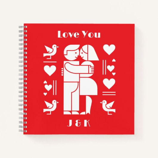 A modern Bauhaus personalized Valentine’s Day ノートブック (正面)