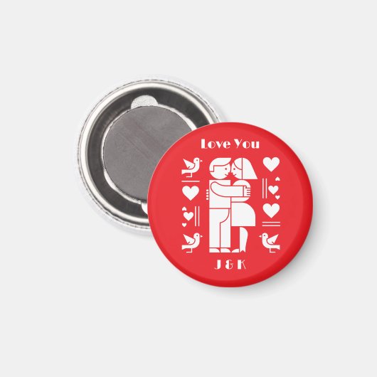A modern Bauhaus personalized Valentine’s Day マグネット (正面/裏面)