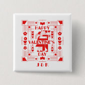 A modern Bauhaus personalized Valentine’s Day 缶バッジ (正面)
