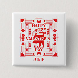 A modern Bauhaus personalized Valentine’s Day 缶バッジ