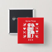 A modern Bauhaus personalized Valentine’s Day 缶バッジ (正面&裏面)