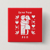 A modern Bauhaus personalized Valentine’s Day 缶バッジ (正面)