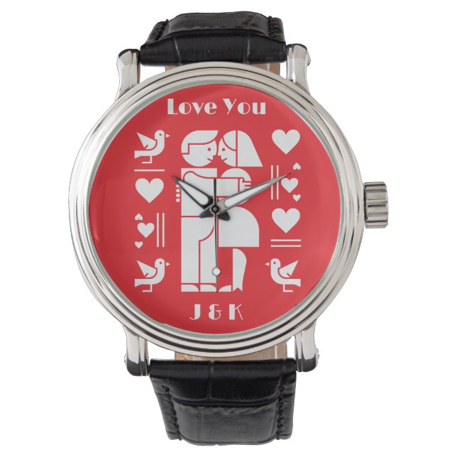 A modern Bauhaus personalized Valentine’s Day 腕時計 (正面)