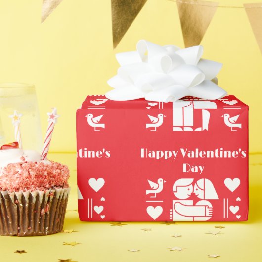 A modern Bauhaus-style Valentine’s Day ラッピングペーパー (誕生日パーティー)