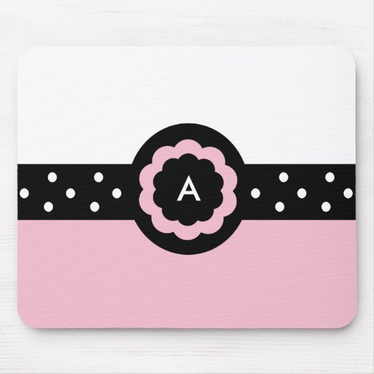 A :: Monogram Aピンク点々のある&ホワイトマウスパッド マウスパッド (正面)