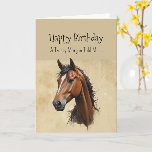 A Morgan Horse  Personality Birthday  カード (黄色い花)