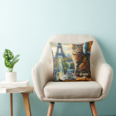 A Morning in Paris | Tabby Cat at a Cafe クッション (椅子)