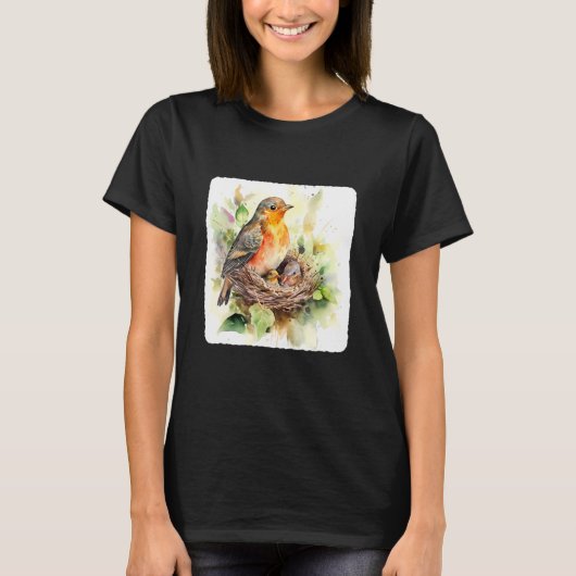 A Mother Bird Feeding Her Chicks Bird Feeding Youn Tシャツ (正面)