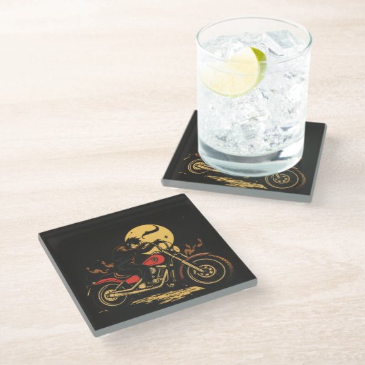 a motorbiker glass coaster ガラスコースター (アングル)