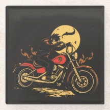 a motorbiker glass coaster