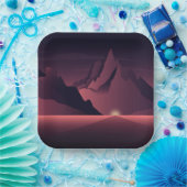 A mountain sunset illustration        ペーパープレート (パーティー)