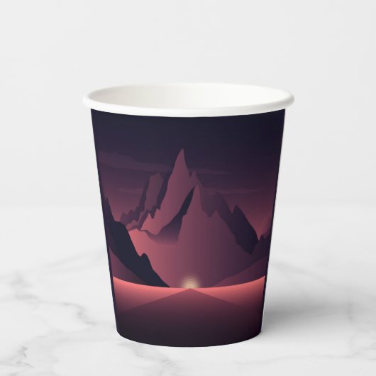 A mountain sunset illustration        紙コップ (裏面)