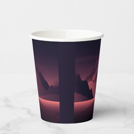 A mountain sunset illustration        紙コップ (左)