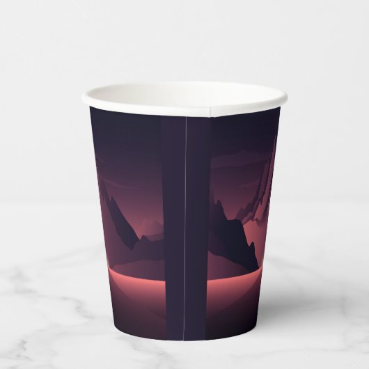 A mountain sunset illustration        紙コップ (右)