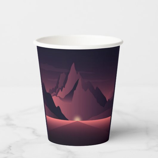 A mountain sunset illustration        紙コップ (正面)