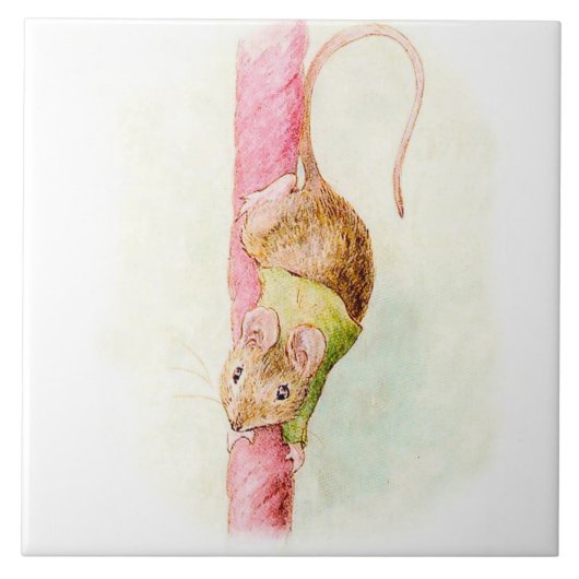 “A Mouse Ran Down the Bell Rope” by Beatrix Potter タイル (正面)