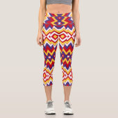 A multicolor trendy fabric zigzag pattern design カプリレギンス (正面)