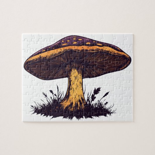A mushroom illustration vibrant artwork. ジグソーパズル (横)