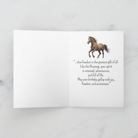 A Mustang Horse Personality Birthday  カード (内部)