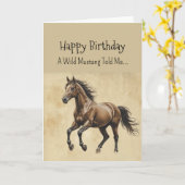 A Mustang Horse Personality Birthday  カード (黄色い花)