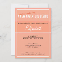A New Adventure Begins Peach Babyshower Invitation 招待状