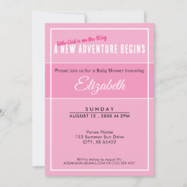 A New Adventure Begins Pink Babyshower Invitation 招待状