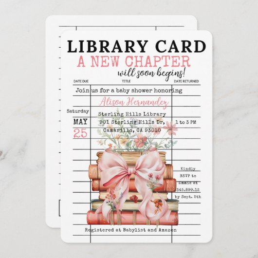 A New Chapter Baby Shower 招待状 (正面/裏面)