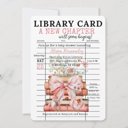 A New Chapter Baby Shower 招待状 (正面)