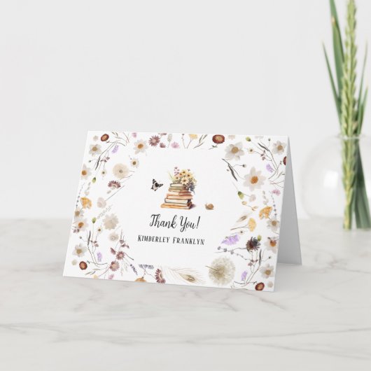 A New Chapter Baby Shower Storybook Wildflower サンキューカード (正面)