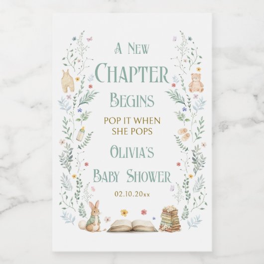 A New Chapter Baby Shower Welcome ワインラベル (シングルラベル)