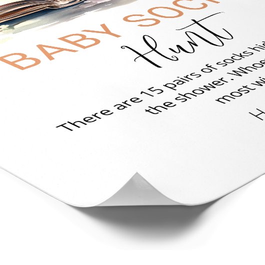 A New Chapter Baby Sock Hunt Shower Game Sign ポスター (角)