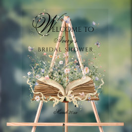 A New Chapter Begin Book Wildflower bridal shower アクリルサイン