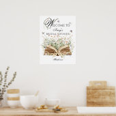 A New Chapter Begin Book Wildflower bridal shower ポスター (キッチン)
