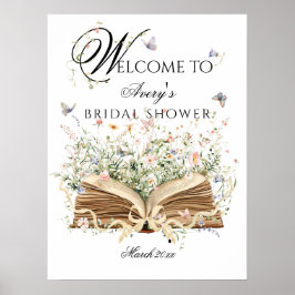 A New Chapter Begin Book Wildflower bridal shower ポスター