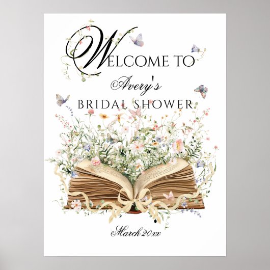 A New Chapter Begin Book Wildflower bridal shower ポスター (正面)
