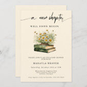 A New Chapter Begins Baby Shower flowers Storybook 招待状 (正面/裏面)