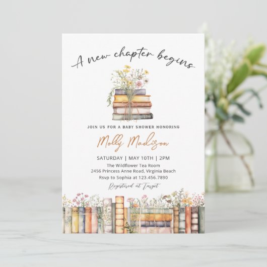 A New Chapter Begins Baby Shower Invitation 招待状 (スタンド正面)