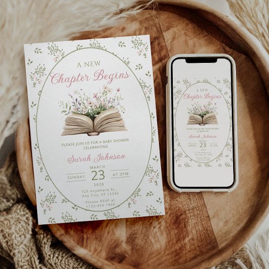 A New Chapter Begins Baby Shower Invitation Story  招待状
