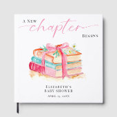 A New Chapter Begins Baby Shower Watercolor Pink ゲストブック (正面)