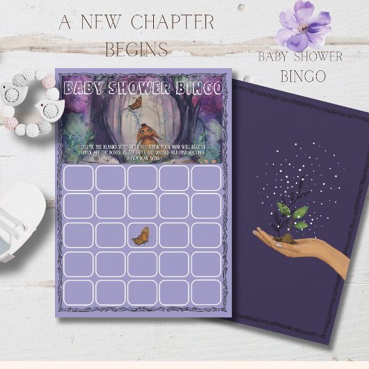 A New Chapter Begins Bingo game Baby Shower Card 招待状